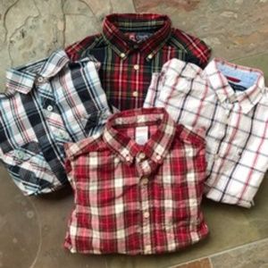 Little Boys Size 8 Plaid Shirt Lot - Many Brands!